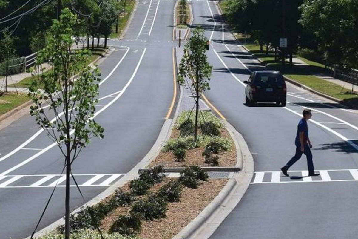 Man crossing the road.